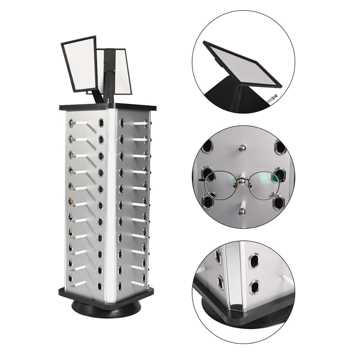 Exhibidor de Piso 44L Giratorio Rectangular 140y108