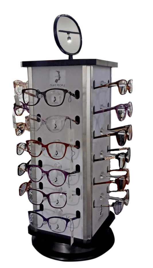 Exhibidor De Mesa Giratorio 24 Lentes Espejo Redondo Olive 3241EXHGIR24PZ